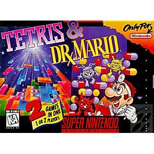 SUPER NINTENDO SNES GAME CARTRIDGE ONLY TETRIS DR MARIO COMBO 2 GAMES IN 1  CART